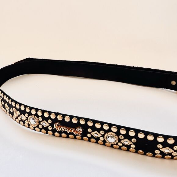 RARE Kippys Swarovski Crystal Studded Western Belt Leather Gold Celestial 22-29 - Picture 9 of 13